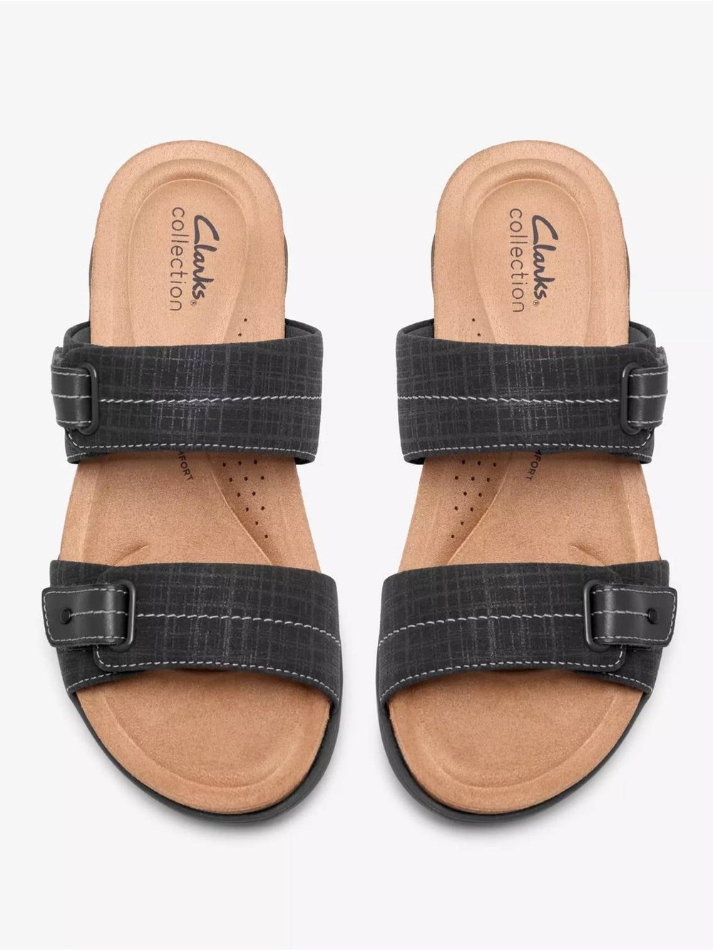 Clarks - Women's April Dusk Slide Sandal in Black size 9.5w wide width comfort